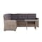 Flash Furniture Huck Wicker Rattan Conversation Set, L-Shaped Sofa w/Dining Table, Weather Resistant Cushions, Gray LTS-SET-02023-GY-GY-GG - alternate 8